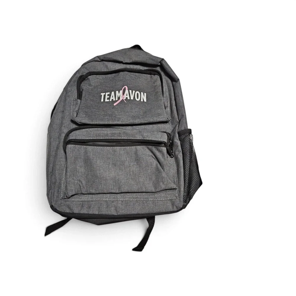 Avon Breast Cancer Awareness Backpack Gray Heather Team Avon Pink Ribbon Bag